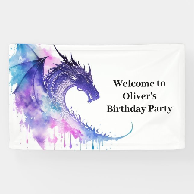Enchanted Dragon Tale Birthday Banner (Horizontal)