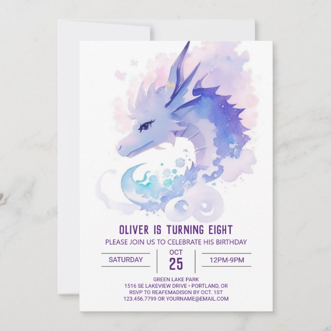Enchanted Dragon's Birthday Dreamland Invitation (Front)