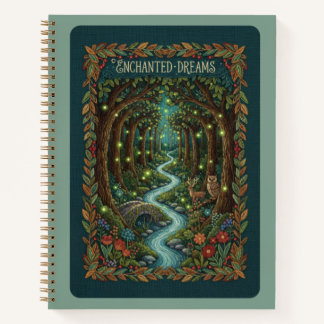 Enchanted Dreams Embroidered Mystical Forest  Notebook
