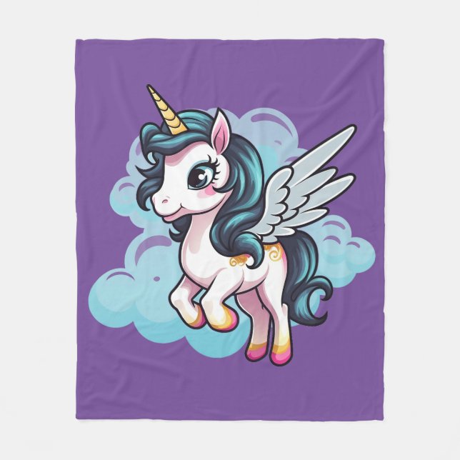 🌈 "Enchanted Dreams" Unicorn Fleece Blanket 🦄 (Front)