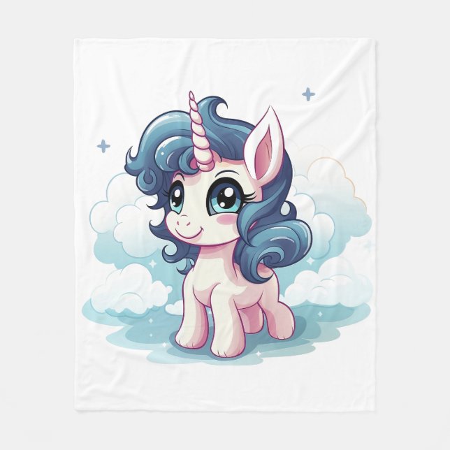 🌈 "Enchanted Dreams" Unicorn Fleece Blanket 🦄 (Front)