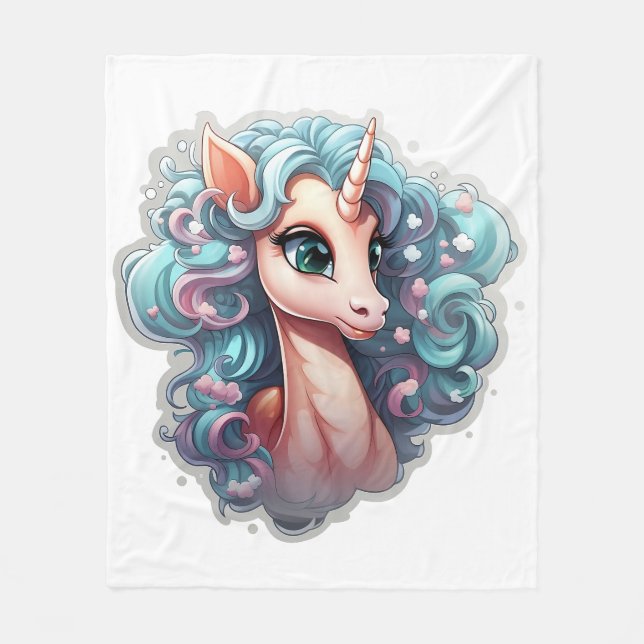 🌈 "Enchanted Dreams" Unicorn Fleece Blanket 🦄 (Front)