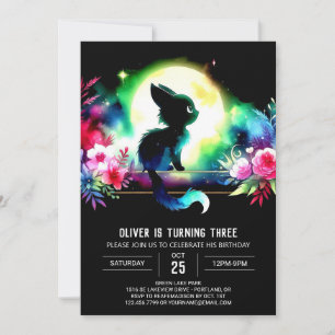 Enchanted Dreamy Cat Birthday Invitation