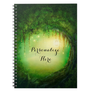 Enchanted Dreamy Forest & Lights Rustic Custom Spiral Notebook
