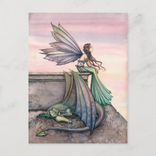 Enchanted Dusk Fairy Dragon Postcard