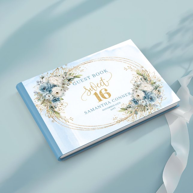Enchanted Dusty Blue Greenery Sweet Sixteen Guest  Guest Book (Enchanted Dusty Blue Greenery Sweet Sixteen Guest Book)