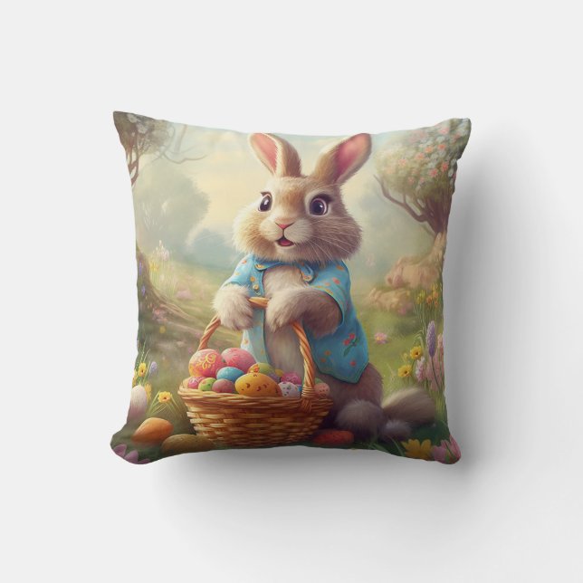 Enchanted Easter - Whimsical Bunny  Cushion (Front)