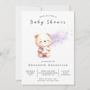 Enchanted Editable Bear Baby Shower Invitation