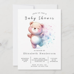 Enchanted Editable Bear Baby Shower Invitation
