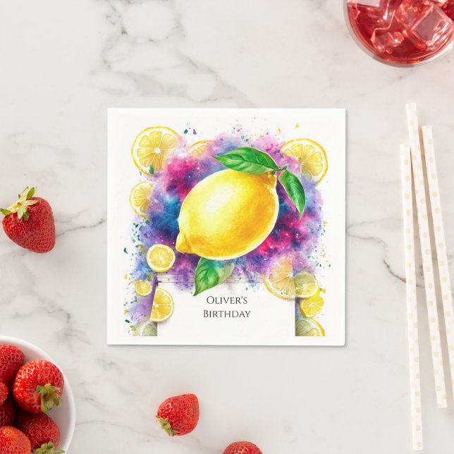 Enchanted Editable Lemon Birthday Napkin (Insitu)