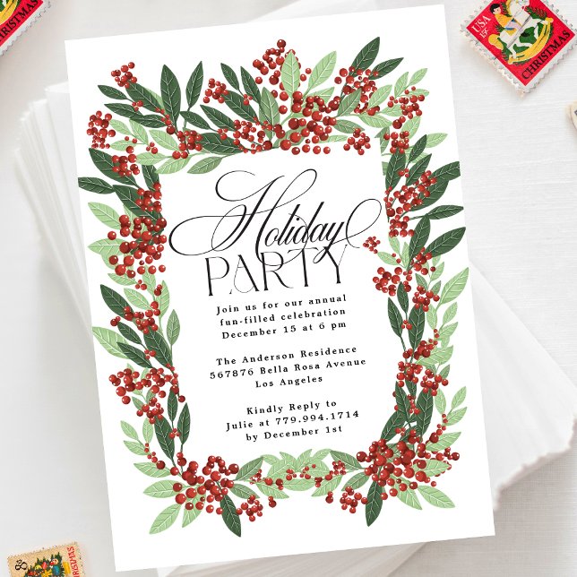 Enchanted Elegance Botanical Christmas Party Invitation (Creator Uploaded)