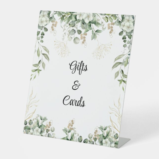 Enchanted Elegance: Greenery & Gold Wedding Sign (Front)