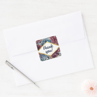 Enchanted Elegance Jewel-Toned Floral Wedding Square Sticker