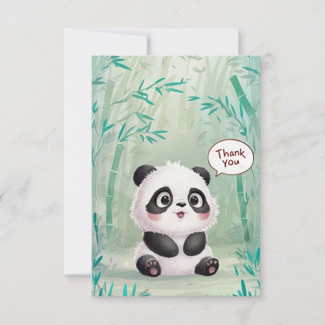 Enchanted Elegant Panda  Thank You Card (Front)