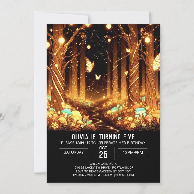 Enchanted Elegant Woodland Digital Birthday Invitation (Front)