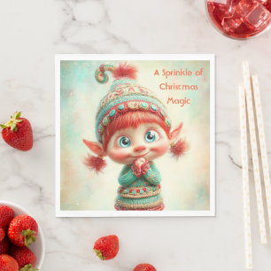 Enchanted Elf North Pole Christmas Napkin