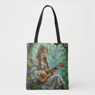 Enchanted Elven Girl Playing a Ukulele Tote Bag