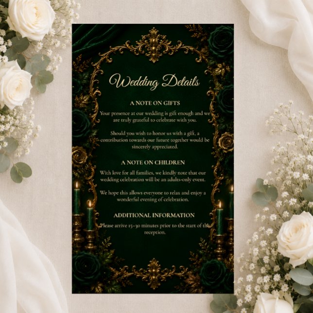 Enchanted Emerald Autumn Luxury Wedding  Enclosure Card (Creator Uploaded)
