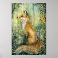 Enchanted Emerald Forest Fox Kid's Fantasy Art 