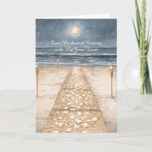 Enchanted Evening Beach Ocean Love Card (Front)