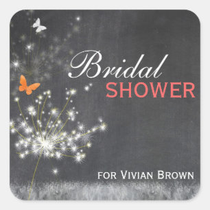 Enchanted Evening Dandelions Bridal Shower Square Sticker