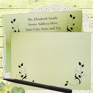 Enchanted Evening Deco Leaf Return Address  Envelope
