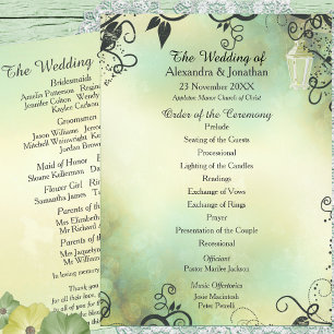 Enchanted Evening Deco Leaf Wedding Program Programme