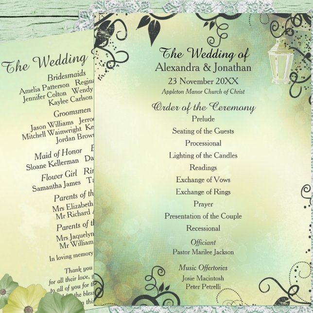 Enchanted Evening Deco Leaf Wedding Program Programme (Creator Uploaded)