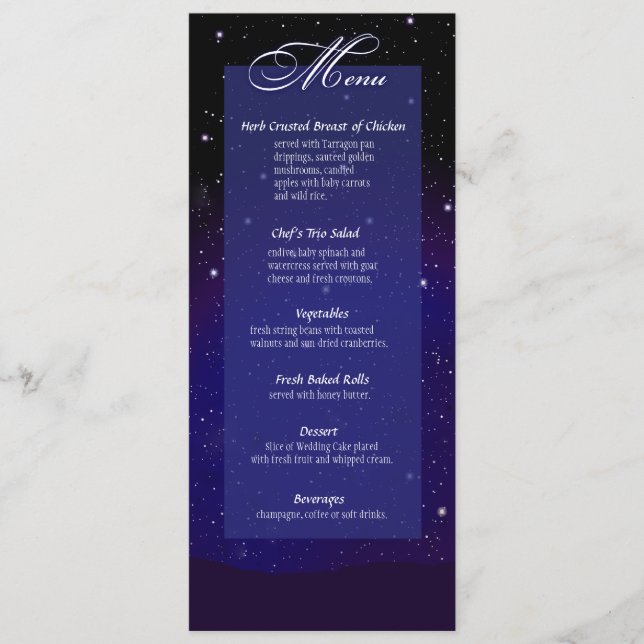 Enchanted Evening Nighttime Wedding Menu (Front)