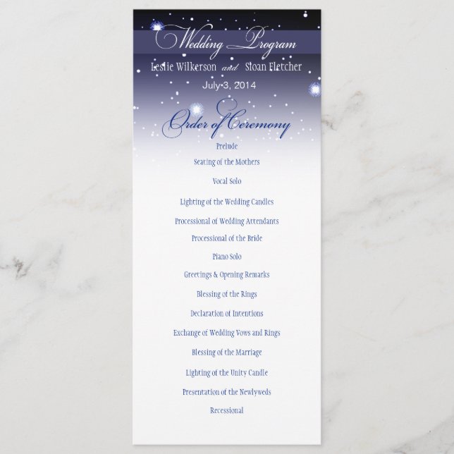 Enchanted Evening Nighttime Wedding Program Programme (Front)