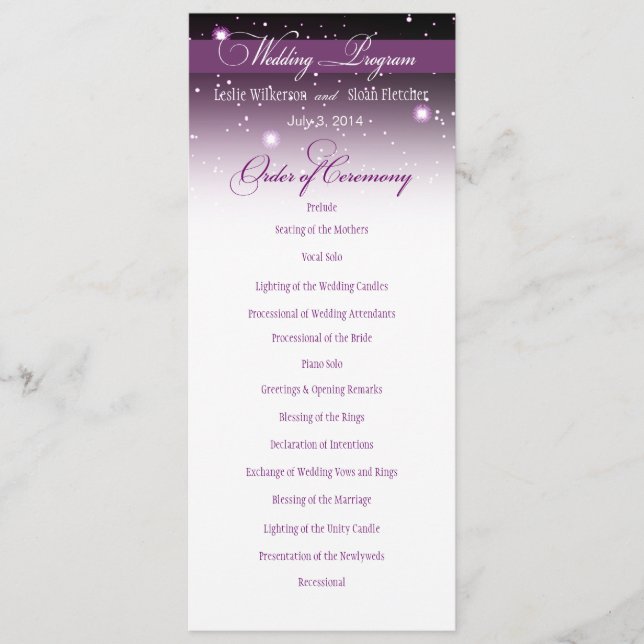 Enchanted Evening Nighttime Wedding Program Programme (Front)