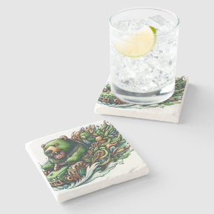 Enchanted Evening of Ale A Leprechauns Toast  Stone Coaster