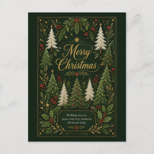 Enchanted Evergreen Greetings Holiday Postcard