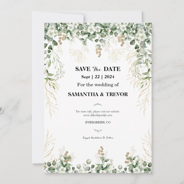 Enchanted Evergreens: Save The Date  Invitation (Front)