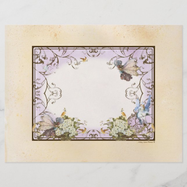 Enchanted Faerie Fairy Princess Lavender Vintage  Custom Letterhead (Front)