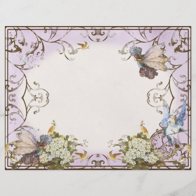 Enchanted Faerie Fairy Princess Lavender Vintage  Custom Letterhead (Front)