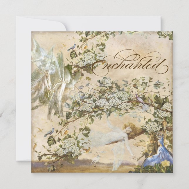 Enchanted Faeries, Vintage Wedding Invitation (Front)
