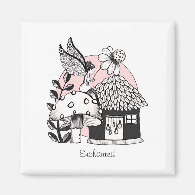 Enchanted Fairy And Fairy House Magnet (Front)