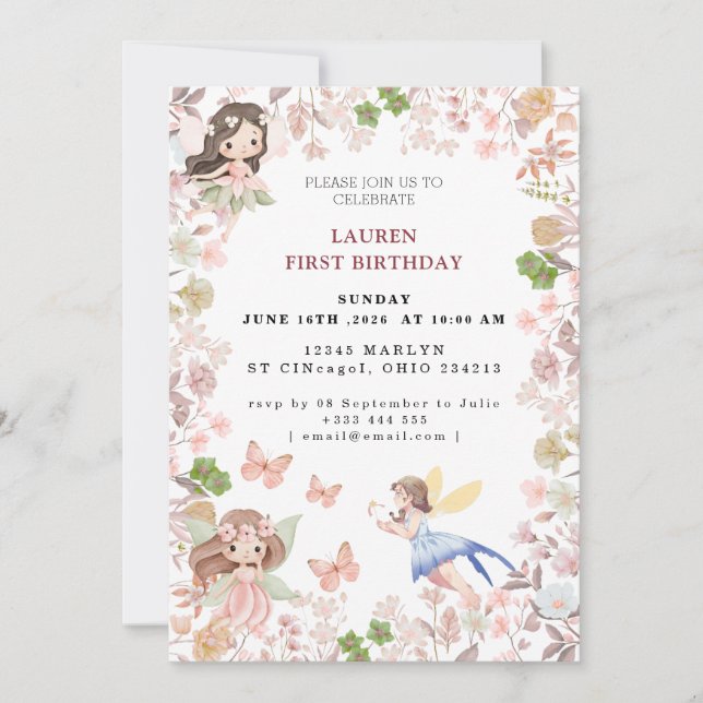 Enchanted Fairy Birthday Invitation (Front)