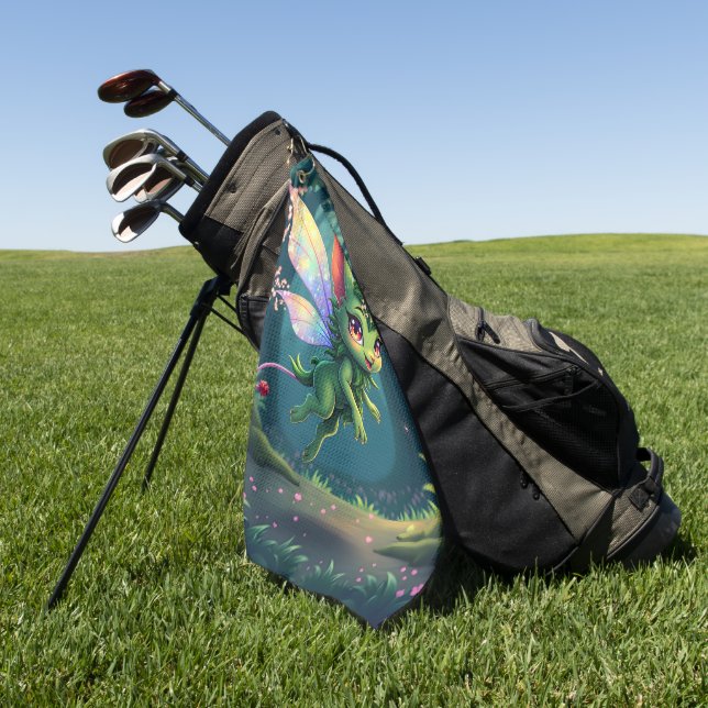 Enchanted Fairy Critter – Magical Forest Sprite  Golf Towel (Green)