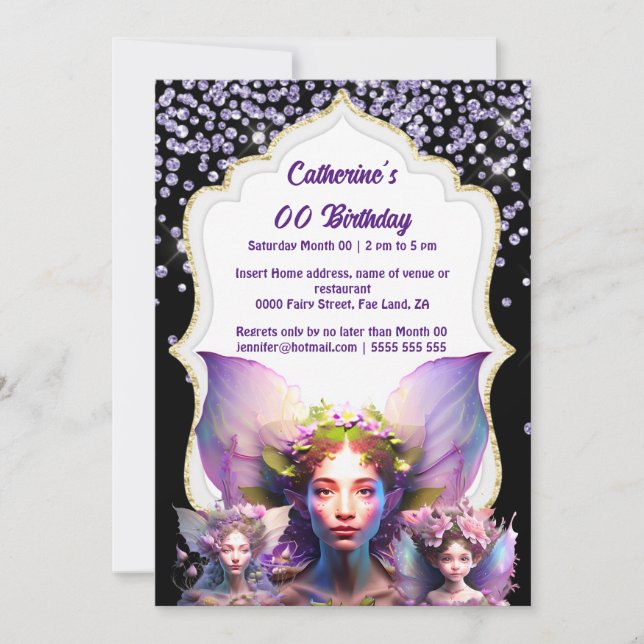 Enchanted fairy dust glitter pixie girls magical invitation (Front)