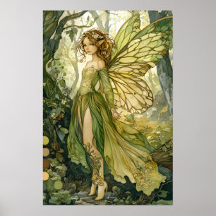 Enchanted Fairy Emerald Forest Kid's Fantasy Art  Poster