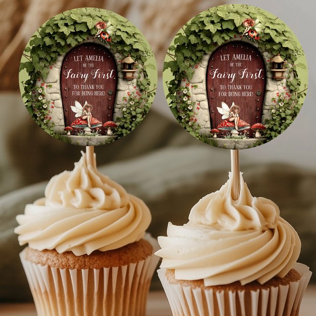 Enchanted Fairy First Birthday Thank You  Classic Round Sticker (Enchanted Fairy First Birthday Thank You Classic Round Sticker)