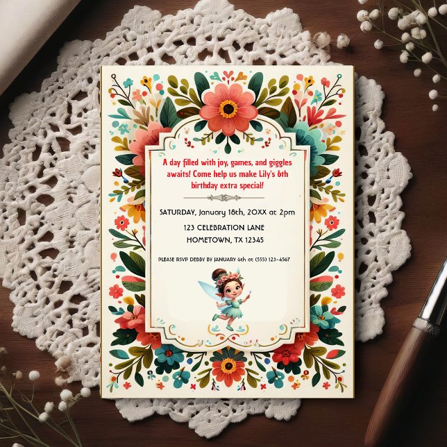 Enchanted Fairy Floral Birthday Invitation Postcard (Creator Uploaded)