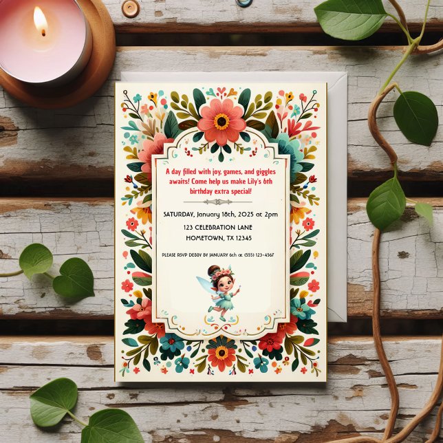 Enchanted Fairy Floral Birthday Invitations (Creator Uploaded)
