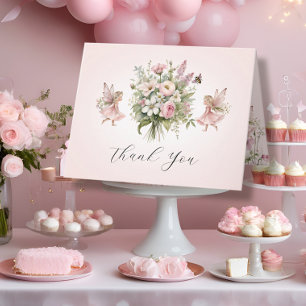 Enchanted Fairy Floral Bouquet Baby Girl Thank You Card