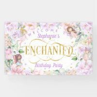 Enchanted fairy flower garden birthday backdrop