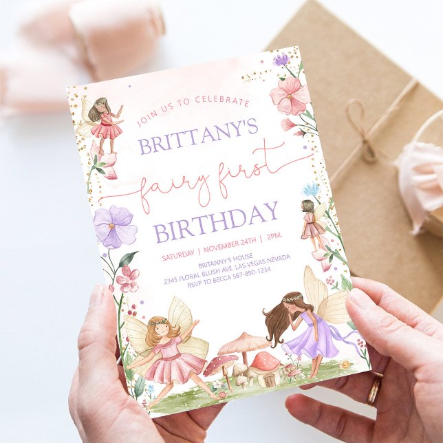 Enchanted Fairy Garden 1st Birthday Invitation (Creator Uploaded)
