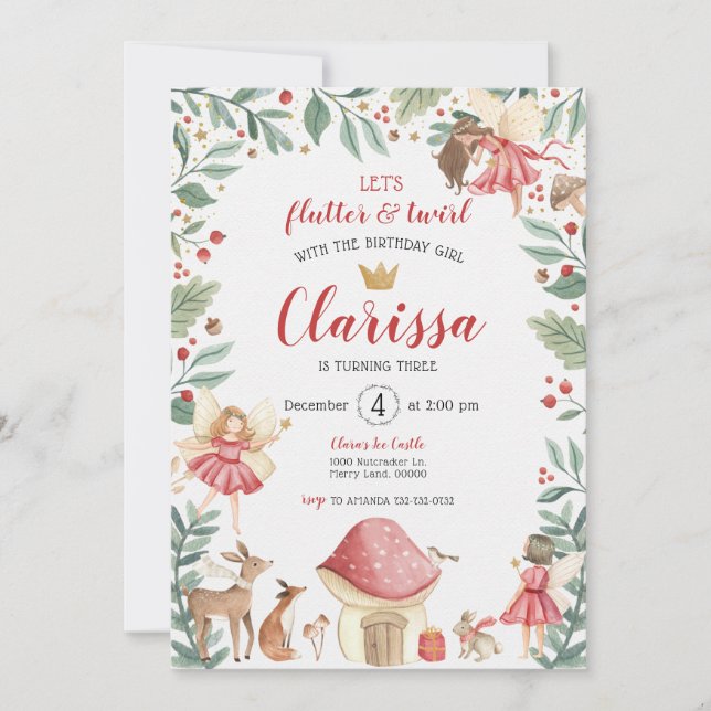 Enchanted Fairy Garden Birthday Invitation (Front)