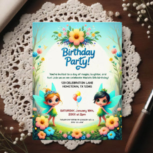 Enchanted Fairy Garden Birthday Party Invitation Postcard
